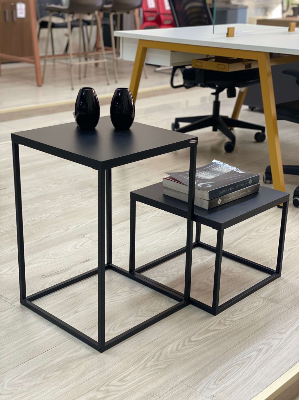 Imagem de Conjunto Mesa Cube Preta 2 Peças