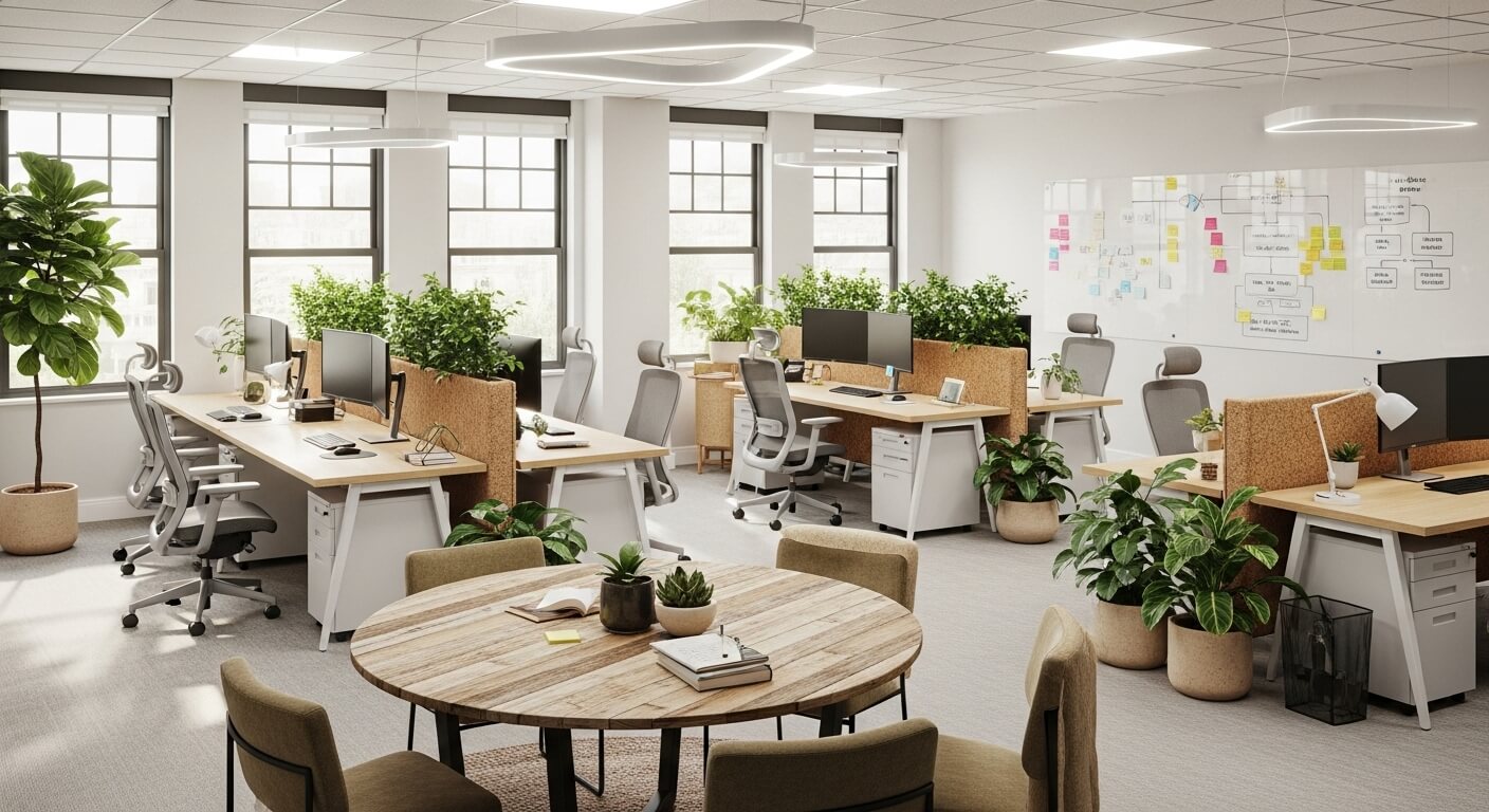 Como implementar o layout ideal no escritório para produtividade e bem-estar