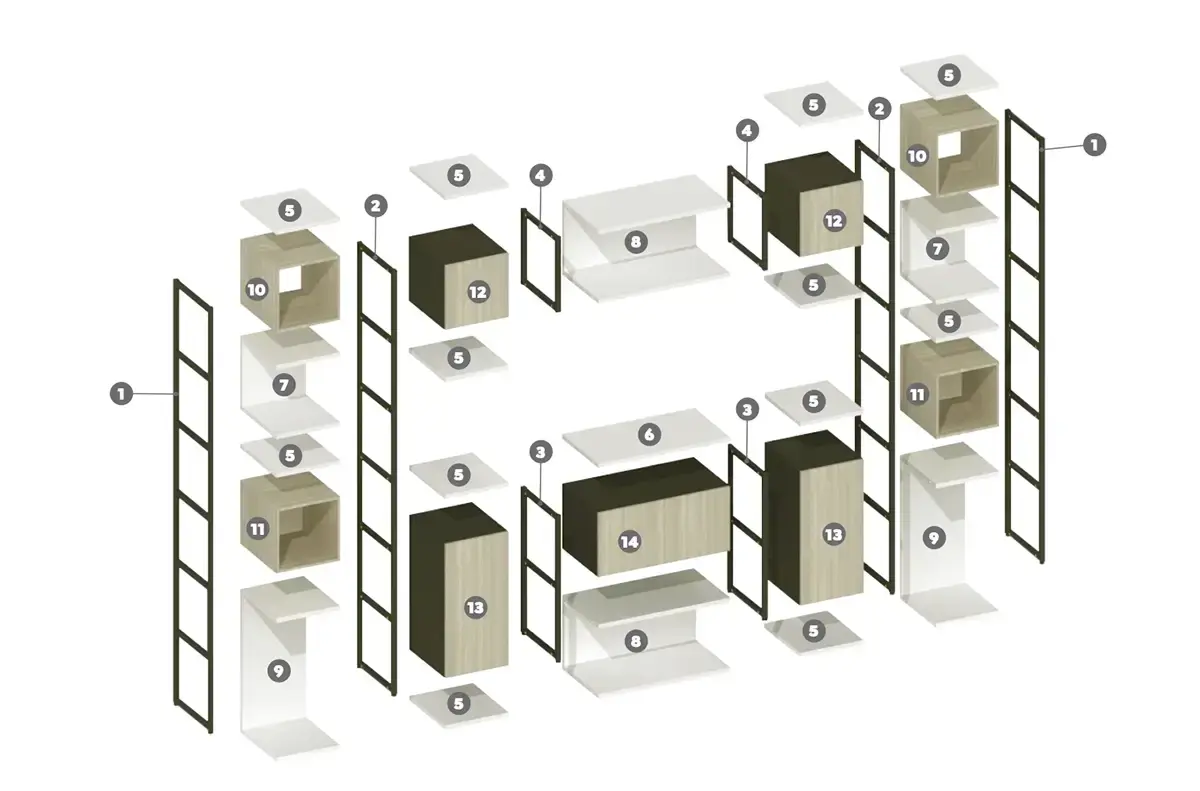 Composição: Nichos Abertos, Armários ou Elementos Especiais
