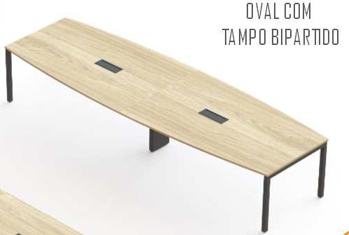 Capa de Mesa de Reunião para até 10 pessoas com com tomada Semi Oval