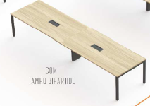 Capa de Mesa de Reunião para até 10 pessoas com com tomada Semi Oval